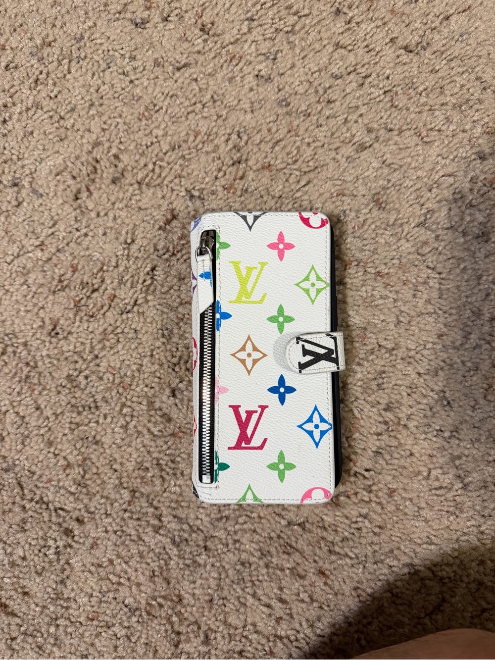 Louis Vuitton Multicolor White Monogram iPhone 15 Pro Max Wallet Case